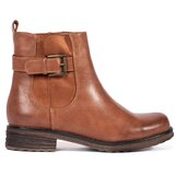 Shelvt Brown women's ankle boots with a low-heeled buckle | ePonuda.com