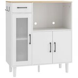  Kuhinjski ormarić s ladicom 2 ormarića otvoreni pretinac rebrasta vrata od akrilnog stakla 80 x 34 x 91 cm Bijela+Hrast Cijene