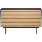Woodman Črna nizka komoda v hrastovem dekorju 140x84 cm Stripe - Woodman Cene