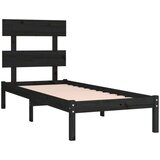 Posteljni okvir črn iz trdnega lesa 75x190 cm 2FT6, (20684495) | Shoptok.si