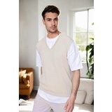 Dewberry 26088 V-Neck Mens Sweater-BEIGE | shoptok.hr
