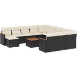  13-dijelni set vrtnih sofa s jastucima poliratan crni | shoptok.hr