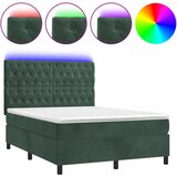  The Living Store Box spring postelja z vzmetnico LED tem. zelena 140x200cm žamet - Box Spring Postelja, (21490513) | Shoptok.si
