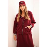 Kesi Włoski Women's set with viscose featuring a button-up blouse and a long dress burgundy | shoptok.hr