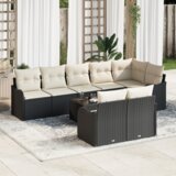vidaXL 8-dijelni set baštenske sofe s jastučićima smeđi poli ratan, 2-sjedna baštenska sofa s prostorom za pohranu i jastučićima crni poli ratan | shoptok.hr