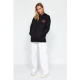 Trendyol Black With Print Detail Oversized/Wide Fit, Fleece Inside Knitted Sweatshirt Cijene