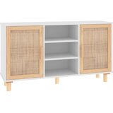 Maison Chic Komoda - Predalnik bela 105x30x60 cm trdna borovina in naravni ratan, (21719085) | Shoptok.si