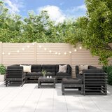 The Living Store Vrtna sedežna garnitura 10-delna z blazinami trdna borovina - Vrtna Sedežna Garnitura, (21476224) | Shoptok.si