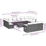  14-dijelni set vrtnih sofa s jastucima poliratan Bež | shoptok.hr