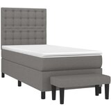  Box spring postelja z vzmetnico temno siva 90x200 cm blago, (20900823) | Shoptok.si