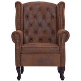 In fotelja Chesterfield s tabureom od umjetne brušene kože smeđa | shoptok.hr