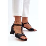 EVENTO Women's Sandals with High Heel and Decorative Eco Leather Strap Black Triavera | Shoptok.si