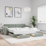  Dnevni krevet na razvlačenje svjetlosivi 100x200 cm baršunasti | shoptok.hr