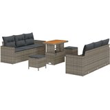  9-dijelni vrtni sofa set s jastučićima sivi poli ratan akacija Vrtna garnitura - 3-dijelni vrtni blagovaonski set s jastučićima Cijene
