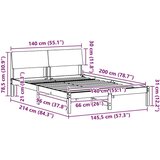  Okvir kreveta s uzglavljem Bijela i svijetlosiva 140 x 200 cm | shoptok.hr
