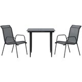  3-dijelni vrtni blagovaonski set crni od čelika i tekstilena | shoptok.hr