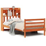 vidaXL Knjižna postelja brez ležišča vošč. rjava 90x200 cm borovina | Shoptok.si