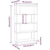 Ormarić za knjige / pregrada bijeli 80x25x132 cm od borovine | shoptok.hr