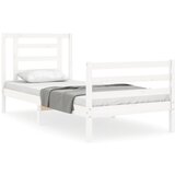 The Living Store Posteljni okvir z vzglavjem bel 90x200 cm trden les - Posteljni Okvir, (21523630) | Shoptok.si
