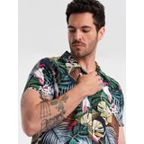 Ombre Men's short sleeve patterned viscose shirt - jungle Cene