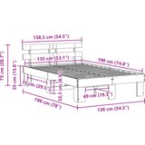 Krevetna konstrukcija s naslonjačem ulašteno smeđa 135x190 cm masivni bor | shoptok.hr