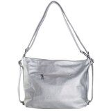 Fashion Hunters A silver backpack bag 2in1 made of ecological leather | Shoptok.si