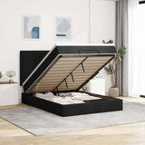 Maison Chic Otomanska Posteljni okvir - Dvoposteljna postelja - Zakonska postelja z vzmetnico & LEDs črna 140x200 cm Tkanina-J196, (21762402) | Shoptok.si