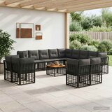  Set vanjskih sofa 14 kom. Crna i tamno siva Poliester | shoptok.hr