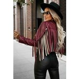 numoco basic 624-2 Short jacket with fringes made of soft eco-leather - burgundy | shoptok.hr