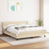 The Living Store Box spring postelja z vzmetnico krem 180x200 cm blago - Box Spring Postelja, (21514317) Cene