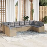 vidaXL vrtni kavčni set set 10 siva, naravna ratan, poliestrer, (22064916) | Shoptok.si