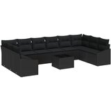vidaXL vrtni kavč set Set 11 Črna Ratan in tkanina Zunanja kavč, (22064960) | Shoptok.si