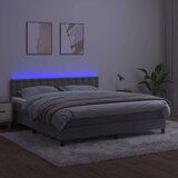  Box spring postelja z vzmetnico LED svetlo siva 160x200cm žamet, (20791498) | Shoptok.si