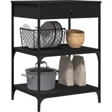  Kuhinjska kolica crna 60 x 48 x 89,5 cm od konstruiranog drva | shoptok.hr