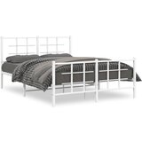 vidaXL Kovinski posteljni okvir z vzglavjem in vznožjem bel 140x190 cm | Shoptok.si