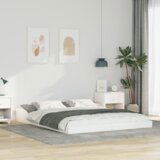 vidaXL Krevetna konstrukcija Bijelo 160 x 200 cm Borova drva | shoptok.hr