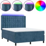  Box spring postelja z vzmetnico LED temno modra 140x200cm žamet, (20899051) | Shoptok.si
