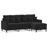  Trosjed s tabureom crni 180 cm baršunasti | shoptok.hr