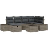 vidaXL 7-delni Vrtni Kavč Set z Blazinami Siva Poly Rattan | Shoptok.si