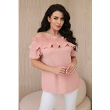 Kesi Spanish blouse with decorative ruffle powder pink Cene