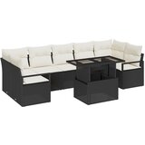 vidaXL 8-delni vrtnski set sofa z blazinami Črna poli ratan, 2-sedežni vrtnski sofa z blazinami Črna poli ratan Cene