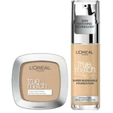 L'Oréal Paris True Match Super-Blendable Foundation Set puder 30 ml Nijansa 2.N + puder u prahu 9 g Nijansa 4.N Neutral