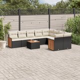  10-dijelni set vrtnih sofa s jastucima crni od poliratana | shoptok.hr