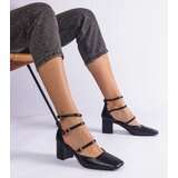 Gemre Black block heel pumps with buckles Eridana | ePonuda.com