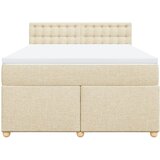  Krevet s oprugama i madracem krem 160x200 cm od tkanine | shoptok.hr