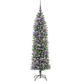 vidaXL Umjetno vitko božićno drvce s stalakom Zelena i bijela 150 cm | shoptok.hr