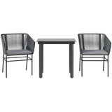  Vrtna garnitura - 3-dijelni vrtni blagovaonski set s jastucima od crnog | shoptok.hr