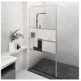 Pregrada za tuš s polico krom 80x195 cm ESG steklo in aluminij | Shoptok.si