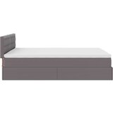 vidaXL Otomanski posteljni okvir z vzmetnico siv 140x200 cm um. usnje | Shoptok.si