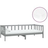  Dnevni ležaj s madracem 90 x 200 cm sivi od masivne borovine | shoptok.hr